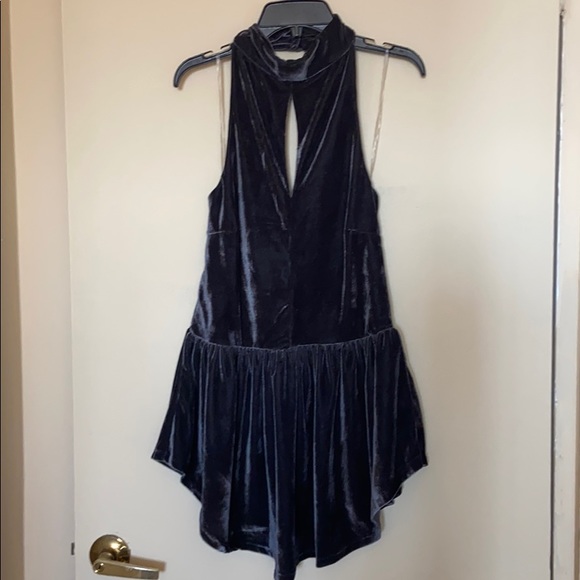 Grey Velvet Tart Cutout Short Mini Dress New Halter Sleeveless Small Backless - Picture 2 of 6